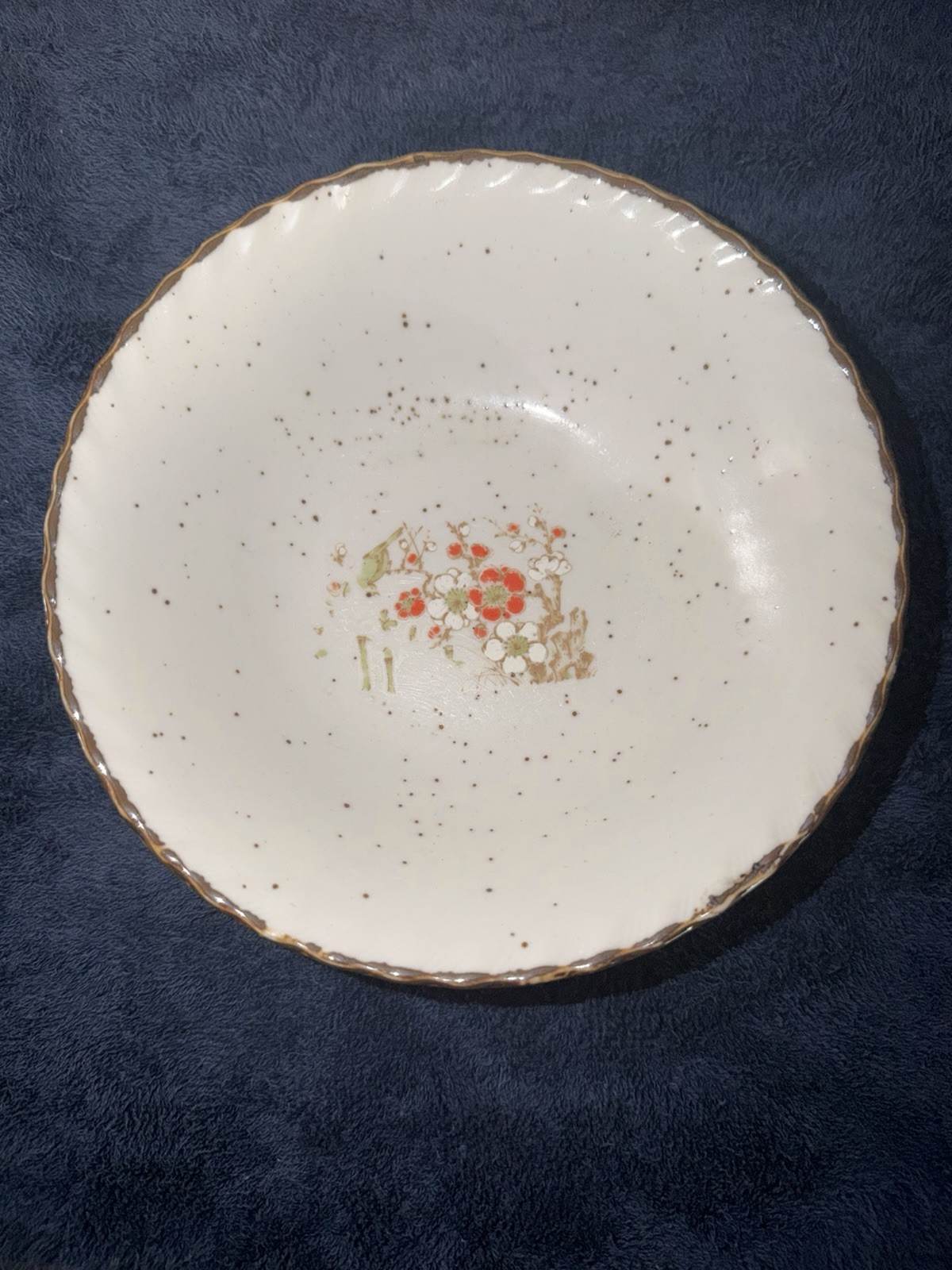 Vintage Otagiri Japan Floral Speckled Stoneware – One Bowl 2″ x 7″