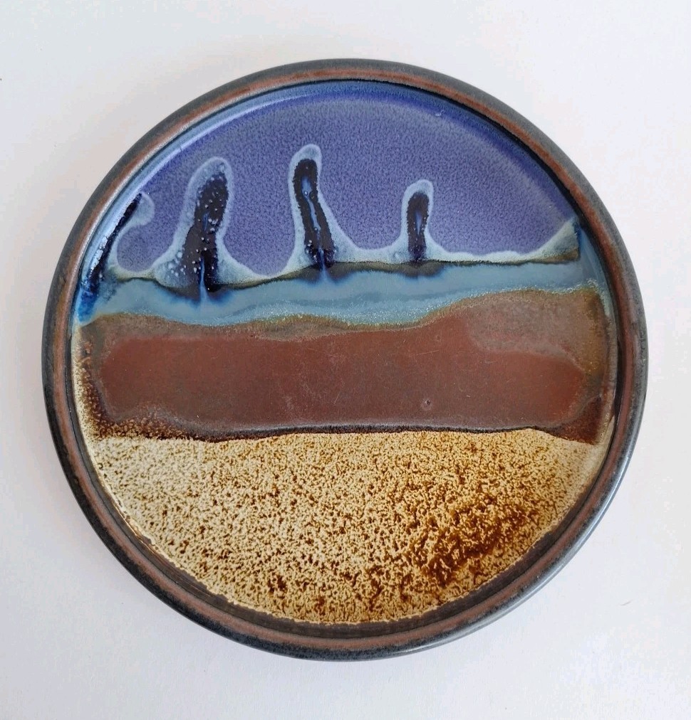 Doug Adams “The Wave” Salad Plates 8.25″ Signed Studio Art Pottery Set Of 4