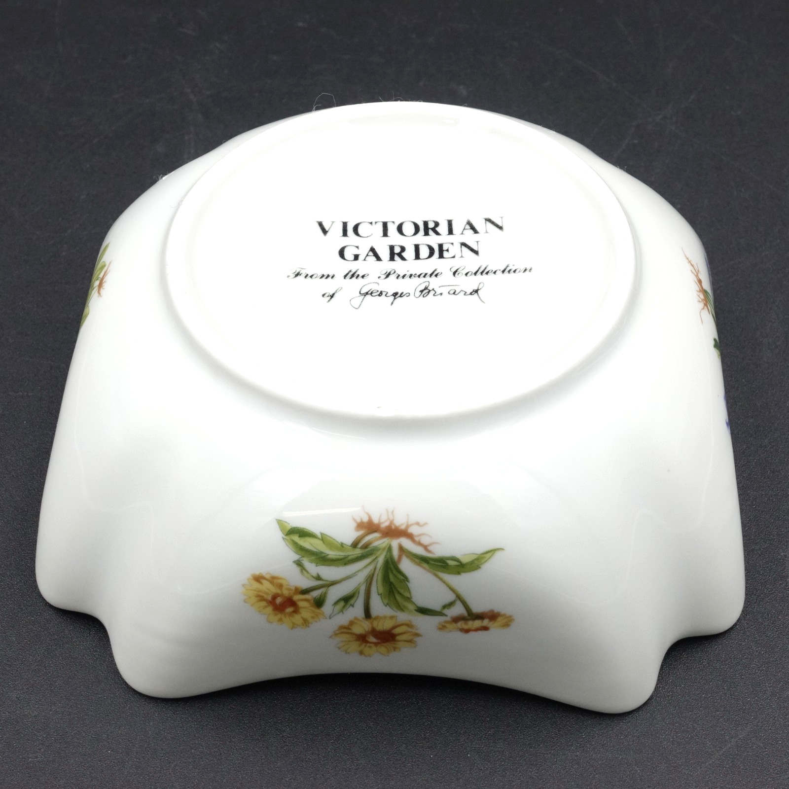 Vtg Georges Briard Victorian Gardens Floral 5 in Square Bowl Texas Bluebonnet VG