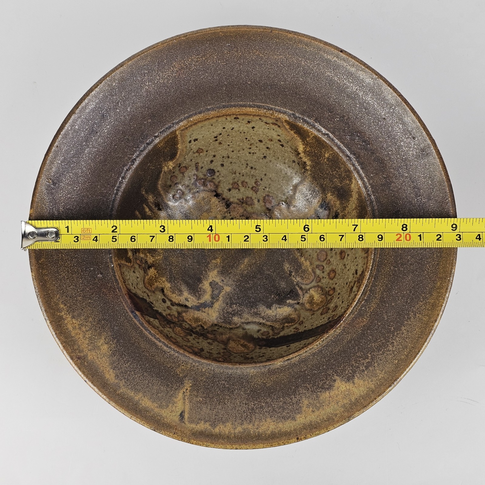 Signed Vintage Studio Art Pottery Rustic Brown Speckled Glaze Stoneware Bowl