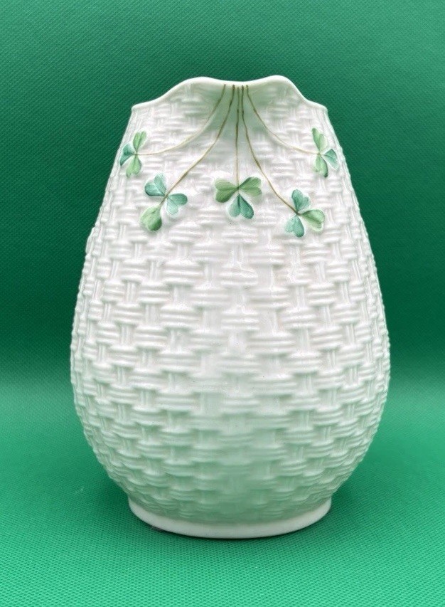 Vintage Belleek Ireland Shamrock Pitcher – 4th Mark (1st Green) 1946-1955 – 6”