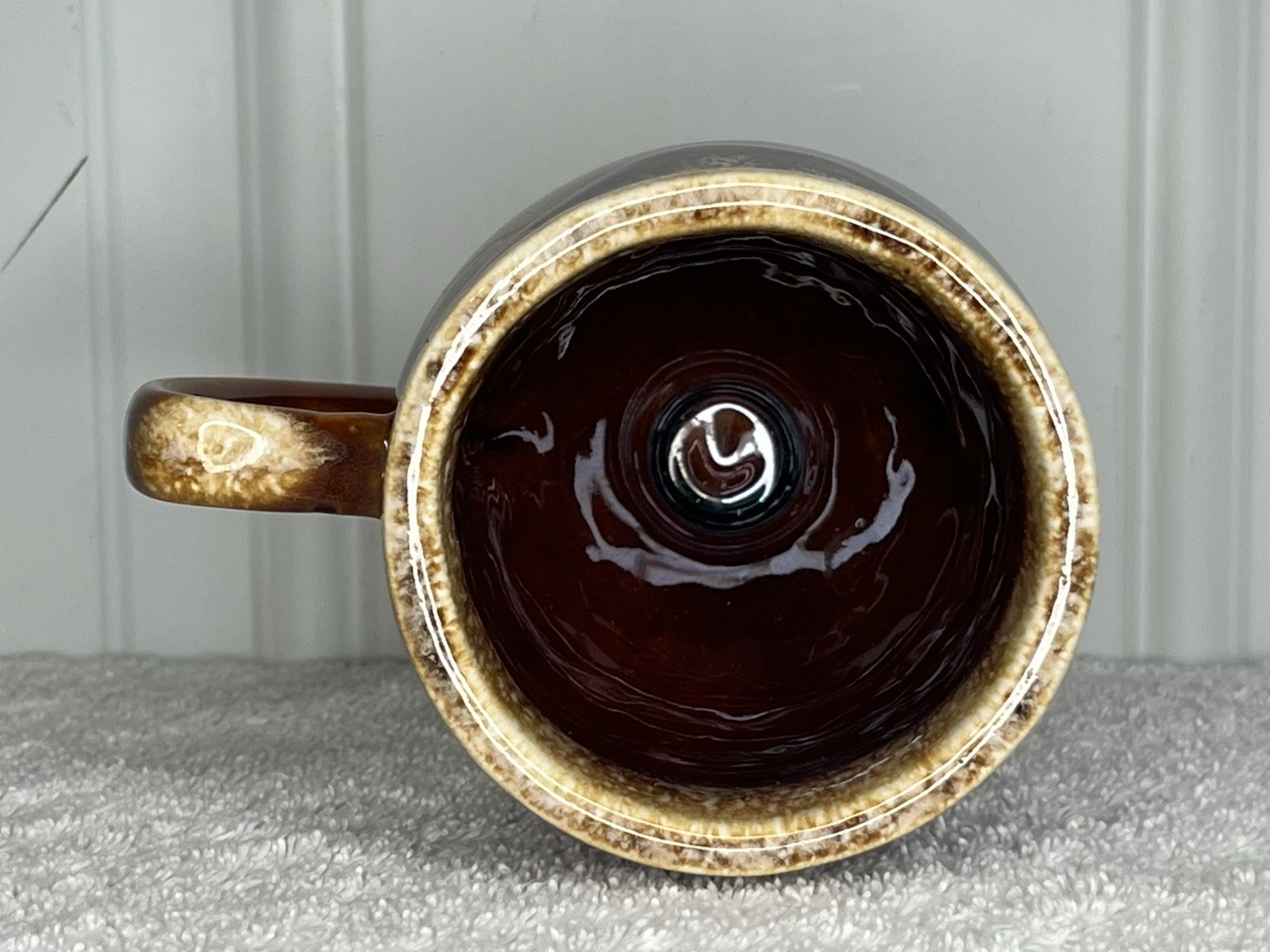 Set of 4 Vintage Hull Pottery Brown Drip Glaze Irish Coffee Pedestal Mugs 6″
