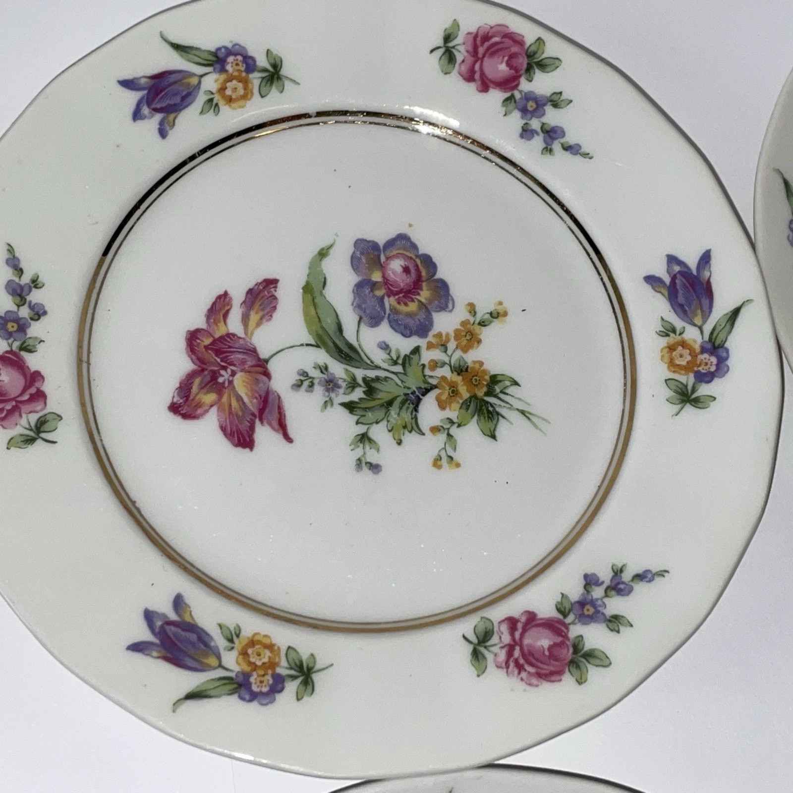 Raynaud Limoges Dresden Floral Style 6 bread dessert Plates 6 1/4” Gimbel bros.