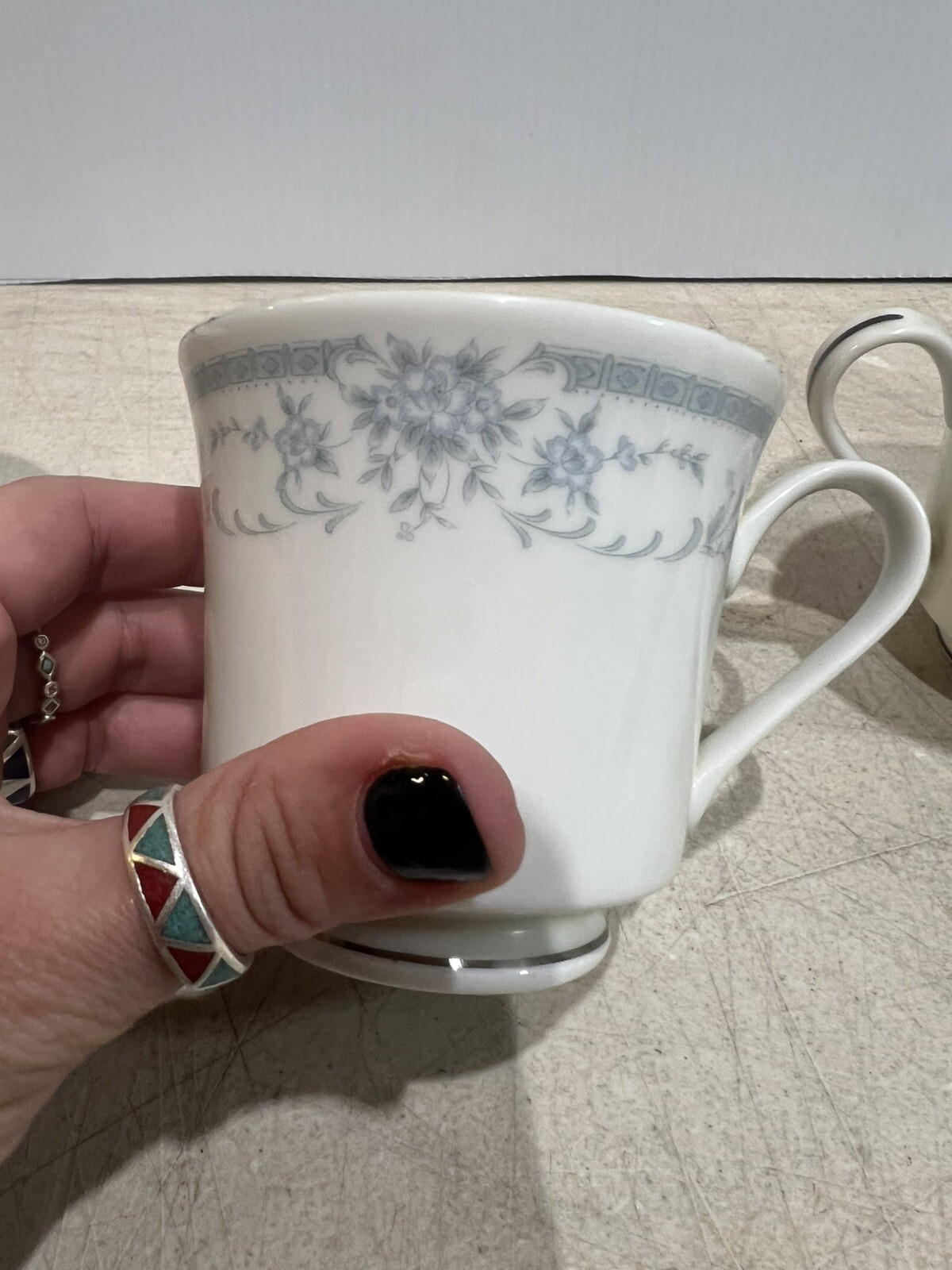Vintage Sheffield Blue Whisper Porcelain Bone China 4 Tea Coffee Cups 1985 Japan