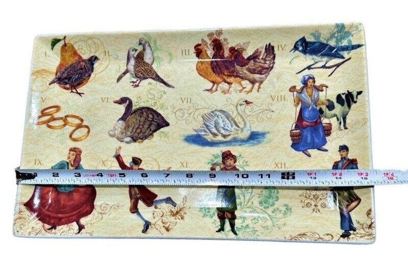 Noble Excellence Serving Platter Tray 12 Days of Christmas 15.5 x 9.75 Inches