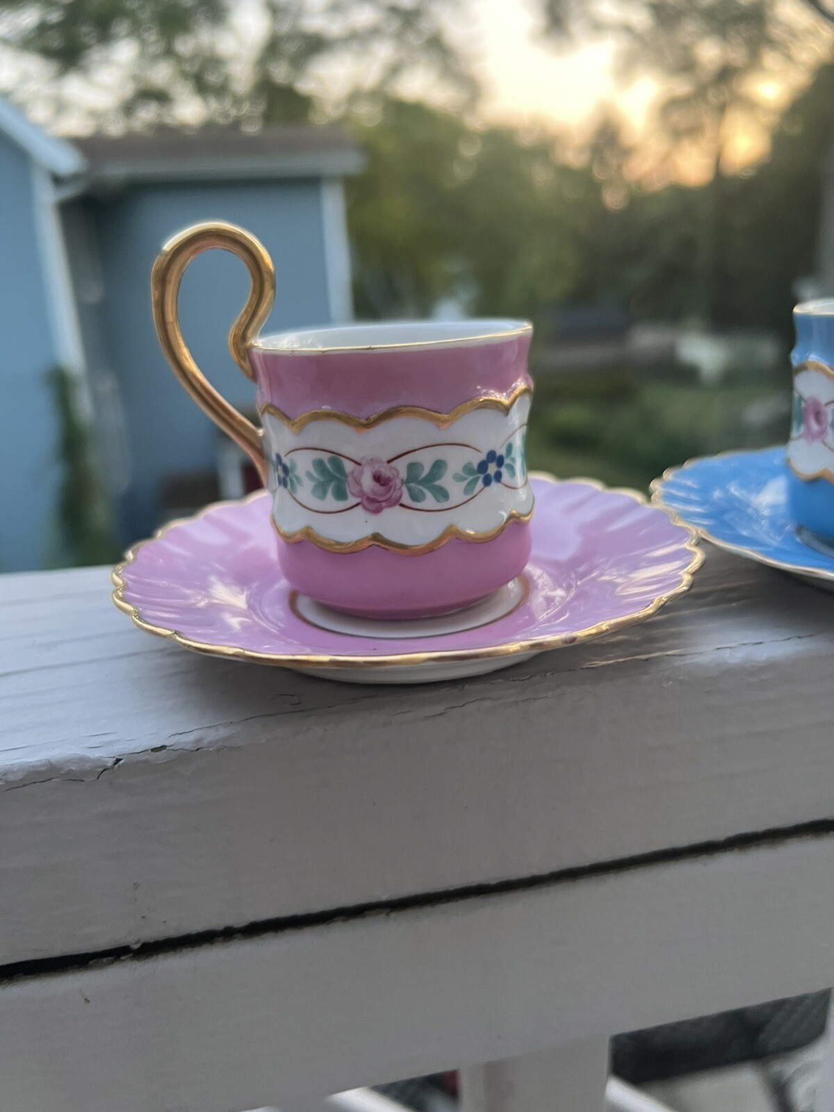 Vintage S.G.K. China Demitasse set of 3 Cup & Saucer Made In Occupied Japan