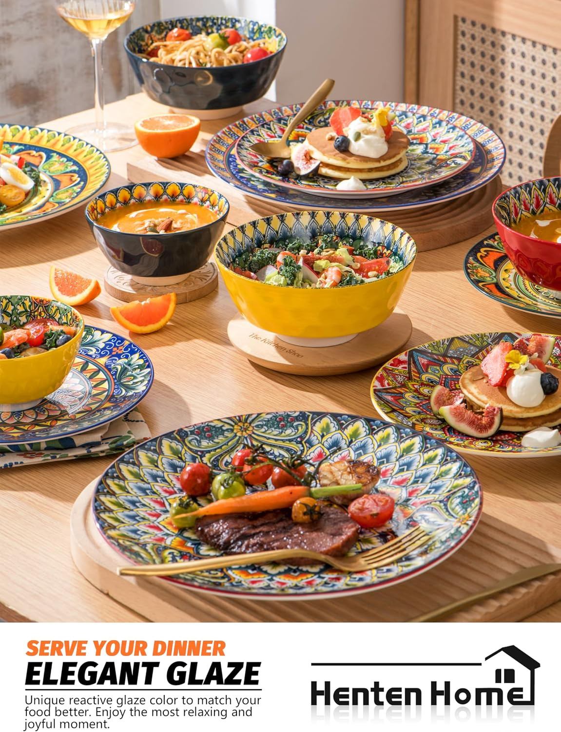 Ceramic Dessert Plates Set of 6, 8.5 Inch Porcelain Salad Plate