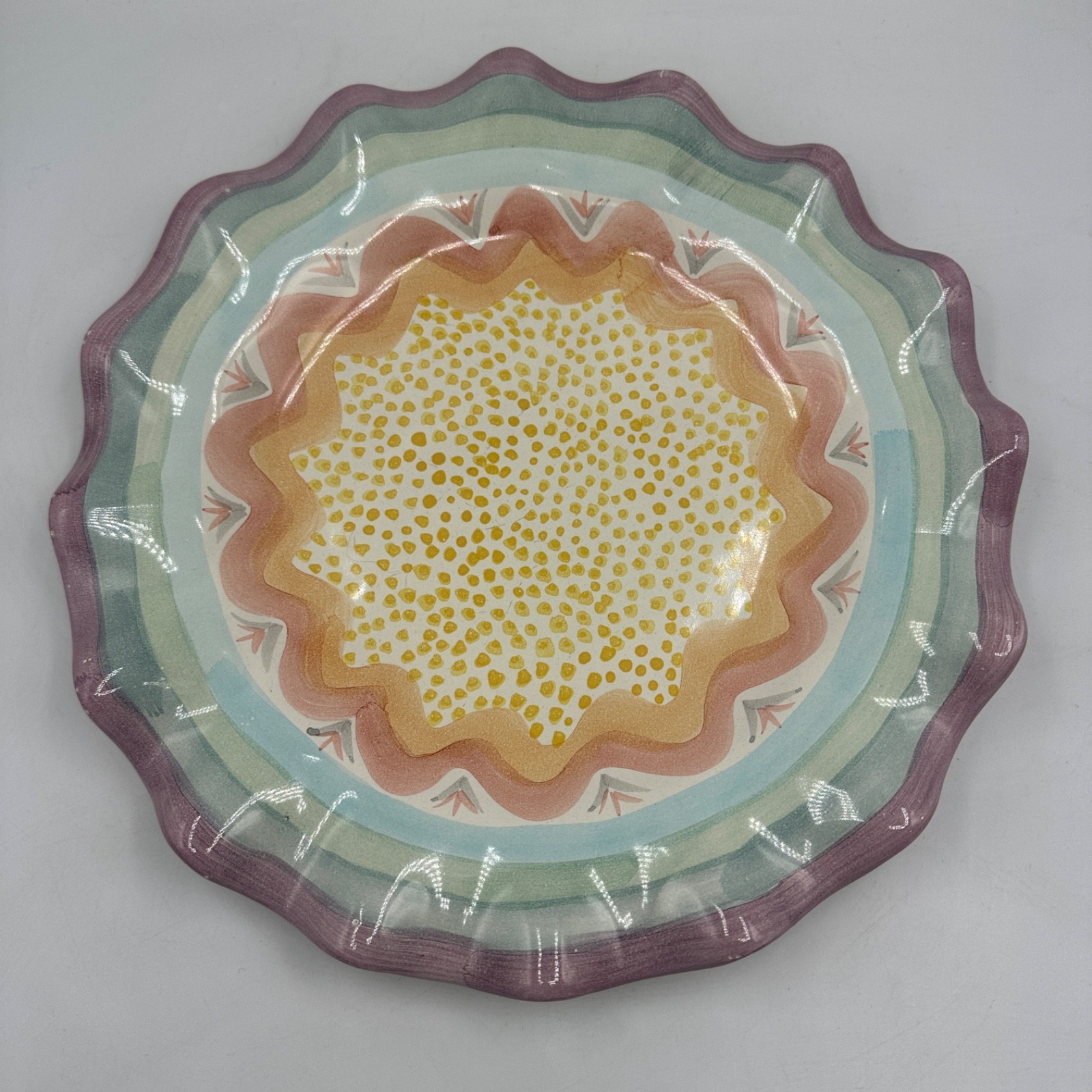 MacKenzie-Childs 1991 Brittany Fluted Round Dinner Plate Platter 11” Retired