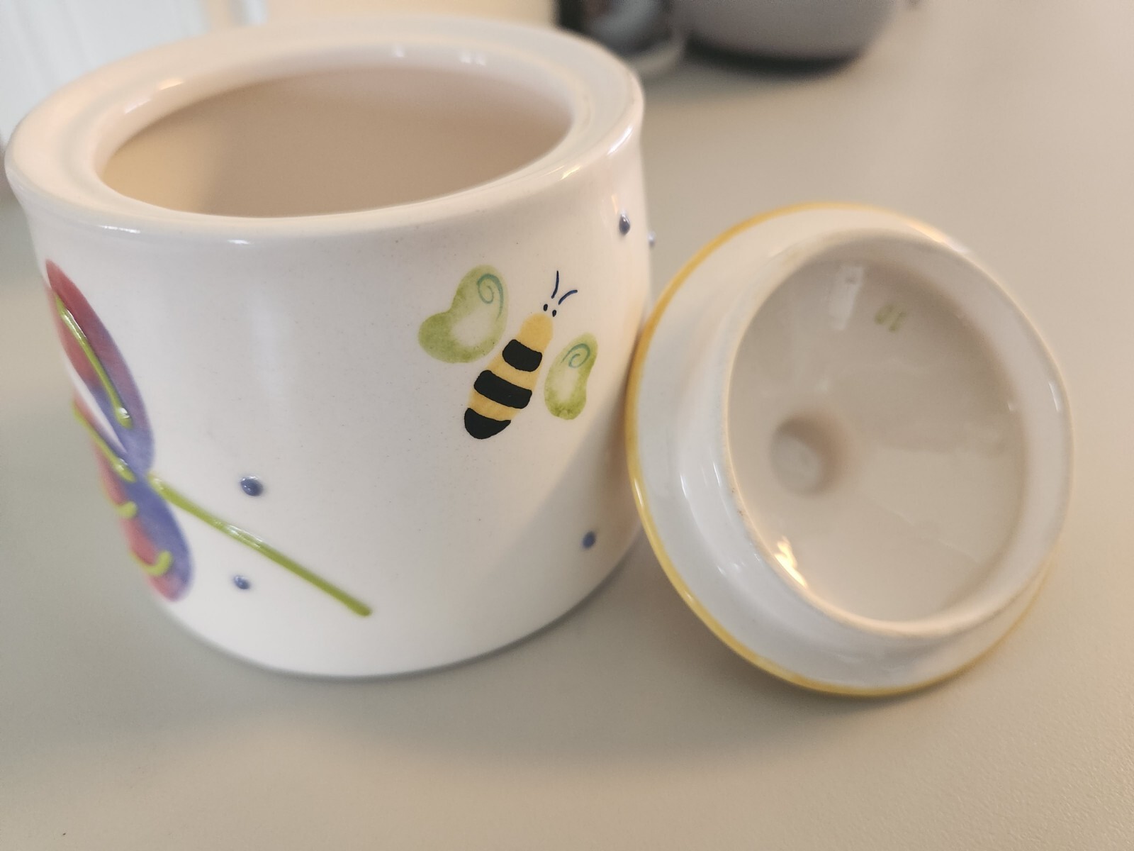 Bico China Cream Pitcher / Sugar BowlWhite Yellow Frog Bumble Bee Lady Bug Flowe