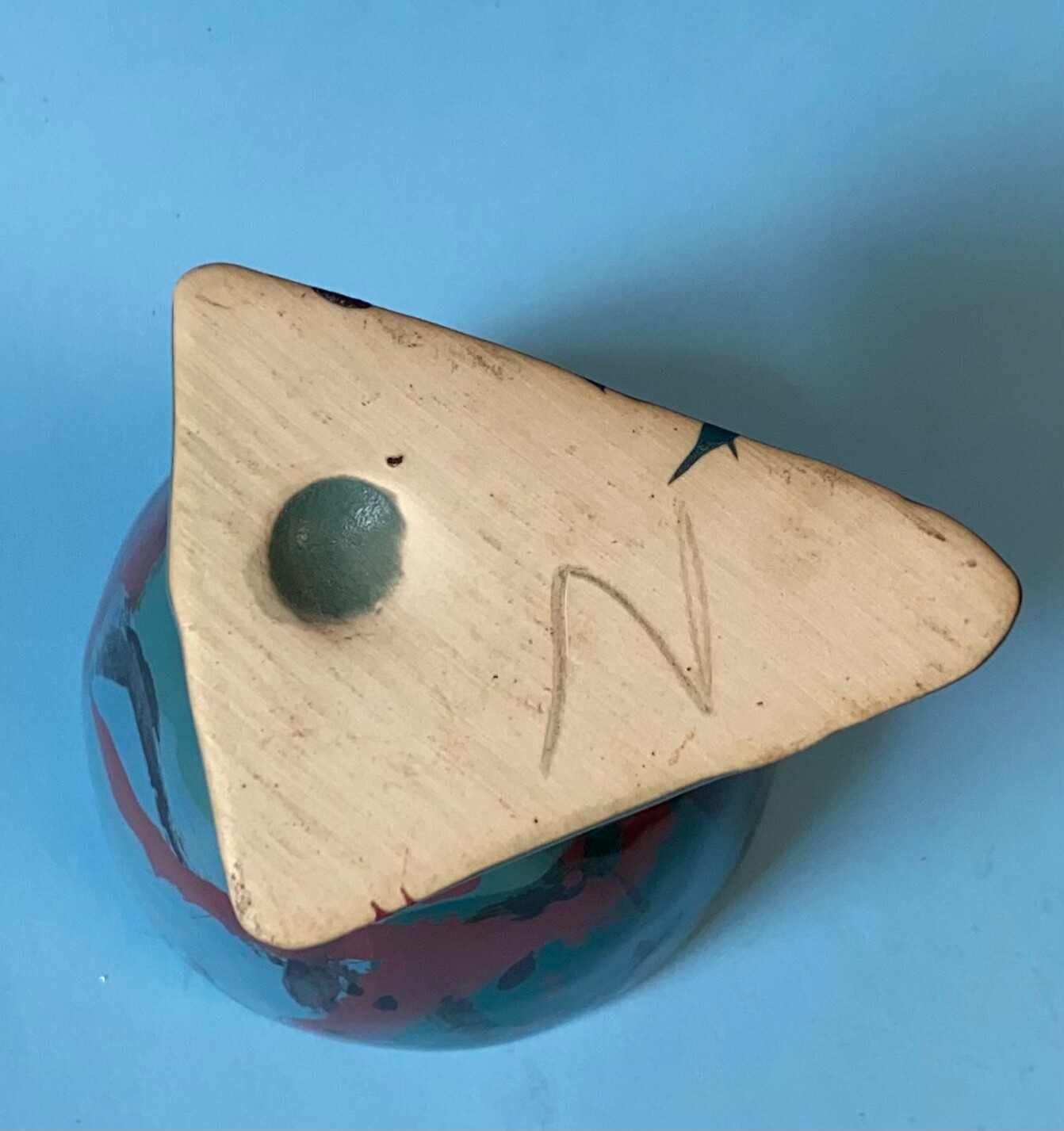 RARE CHARLES NALLE Studio Art Pottery Mug ABSTRACT Contemporary Teal Blue HTF!