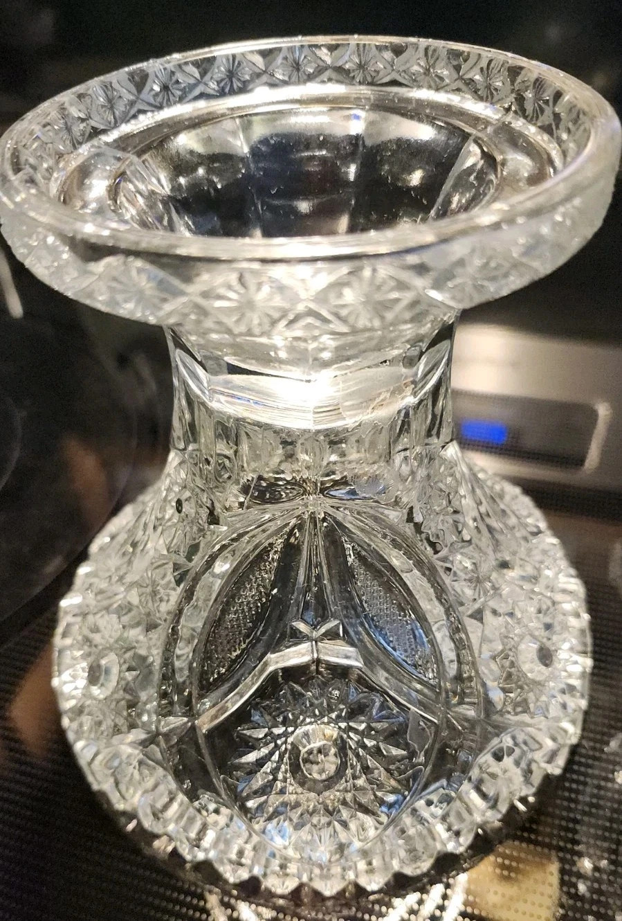 Antique Brilliant Cut Crystal Glass Eggnog Centerpiece Bowl 2 Piece Vintage