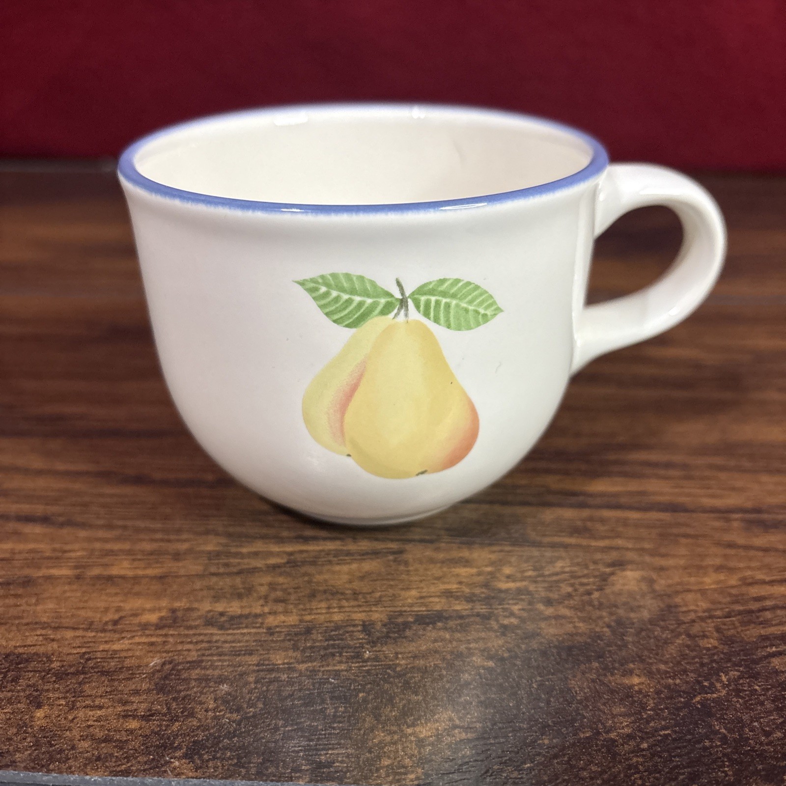 Pfaltzgraff Hopscotch Fruit Coffee Cup Tea Mug Vintage USA Stoneware Pear Blue