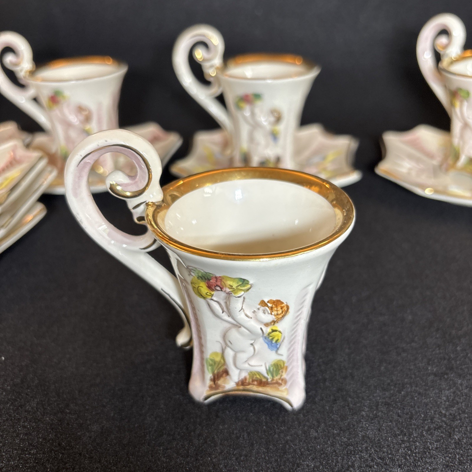 27 Pc R Capodimonte Italy Cherub Demitasse Espresso Tea Coffee Set