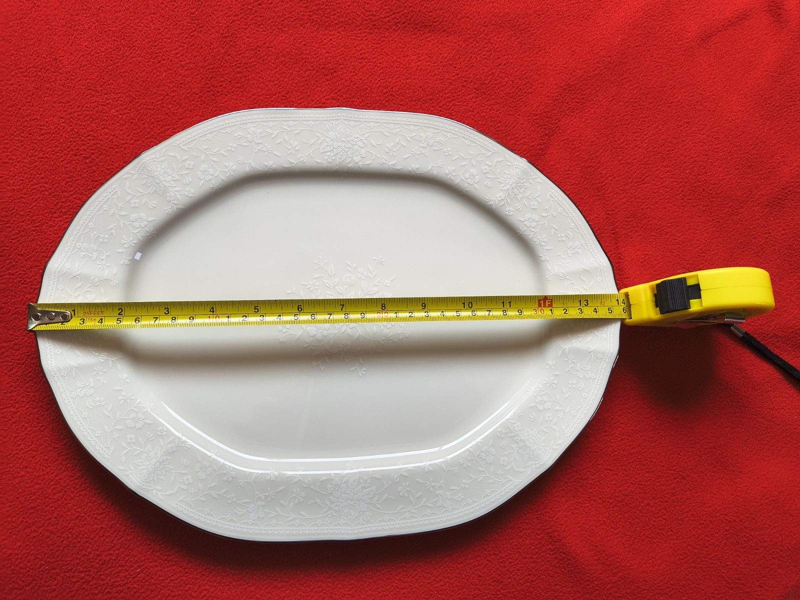 Noritake Chandon Platinum (7367) One 14″ Oval Serving Platter Ivory Bone China