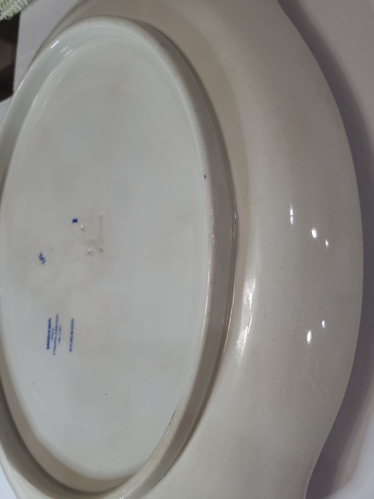 Antique Wedgwood Grosvenor Blue Flow 14.25″x10.25″Tureen Underplate Tray Platter