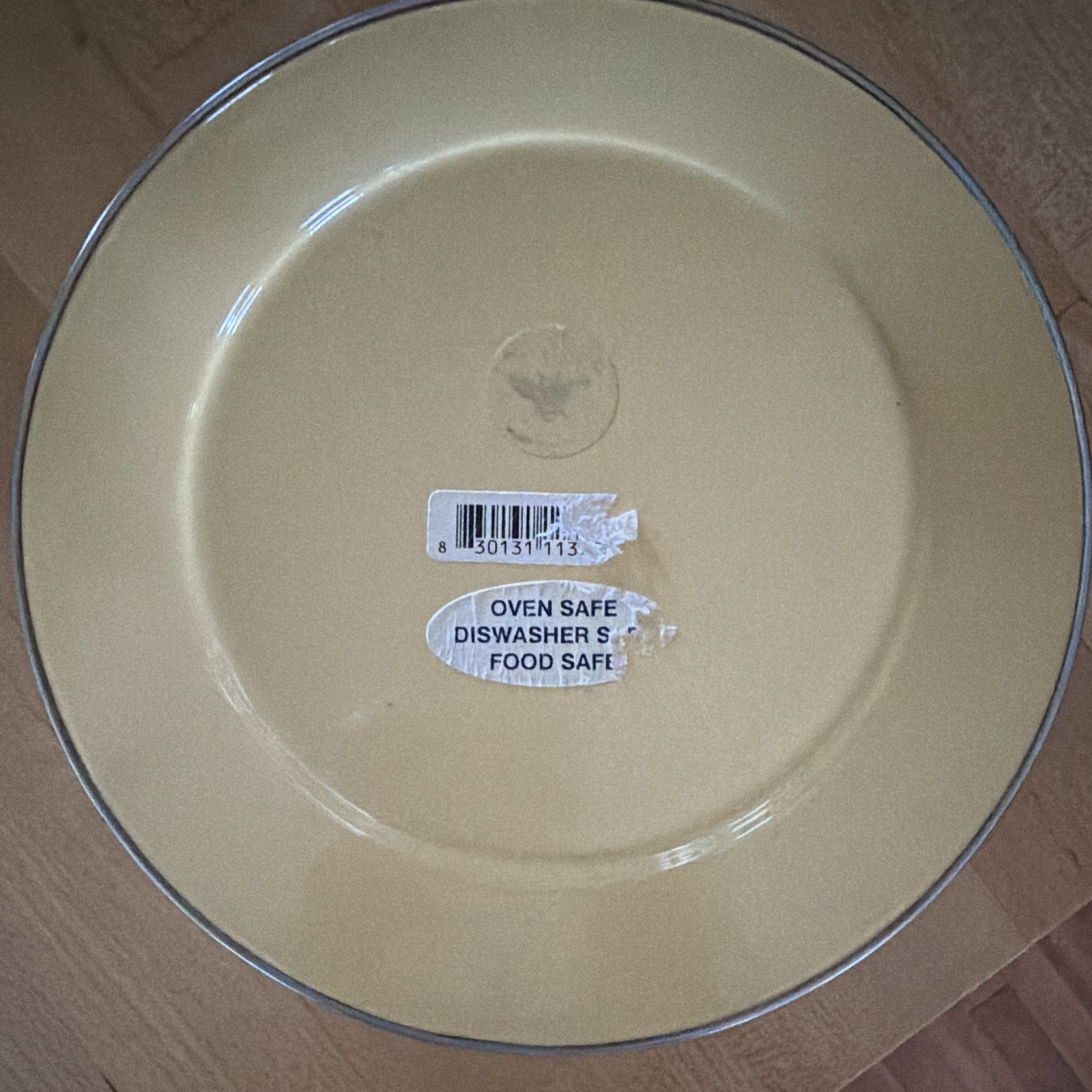 Vintage Bee Pattern Beige/Black Round Glossy Metal Plate Oven Dishwasher Safe