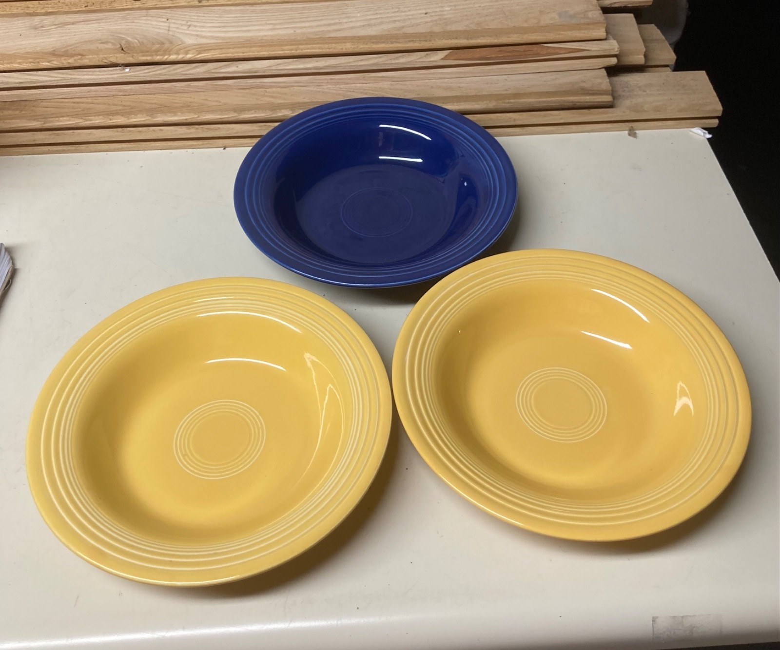 Vintage Homer Laughlin FIESTA 1930’s YELLOW & COBALT Blue Deep Plate(s)