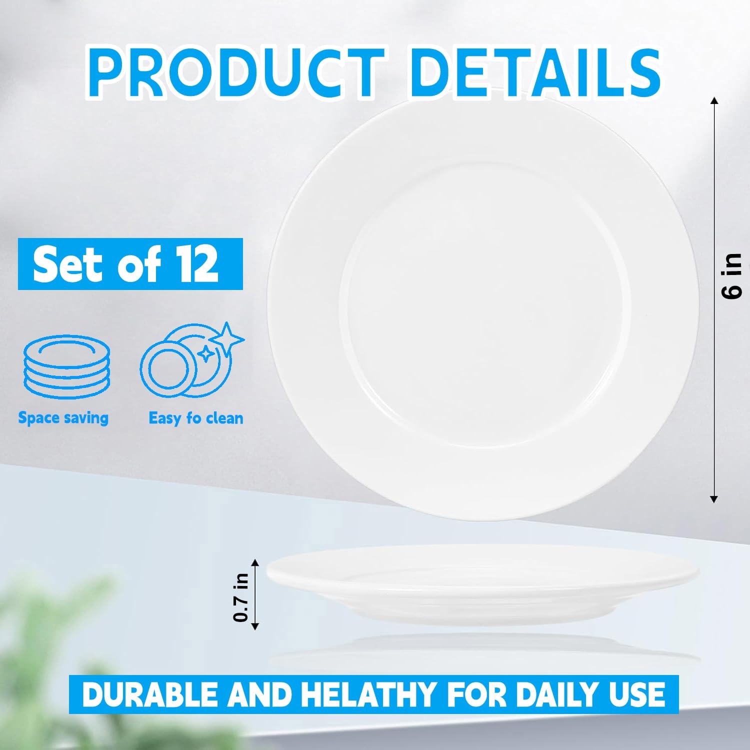 12 Pcs Porcelain Dessert Plates, 6 Inch White Appetizer Plates, Ceramic Salad…