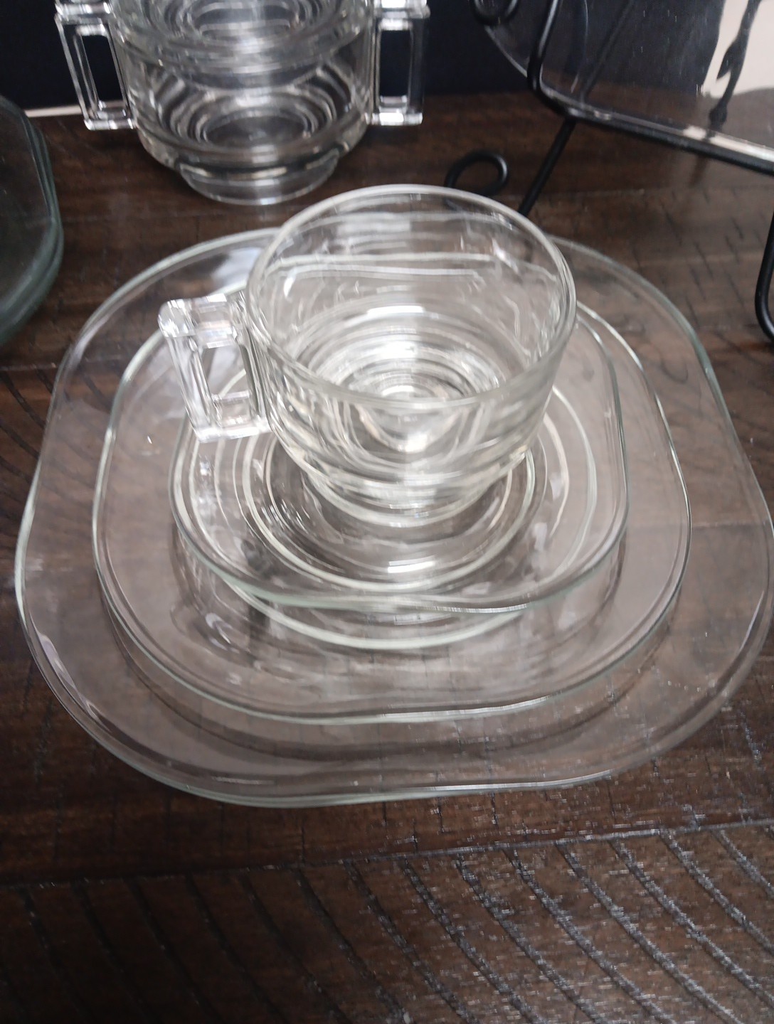 MCM 4 Place Table Settings Joe Capone Italy Arno Glass Clear W/Soups 20 Piece