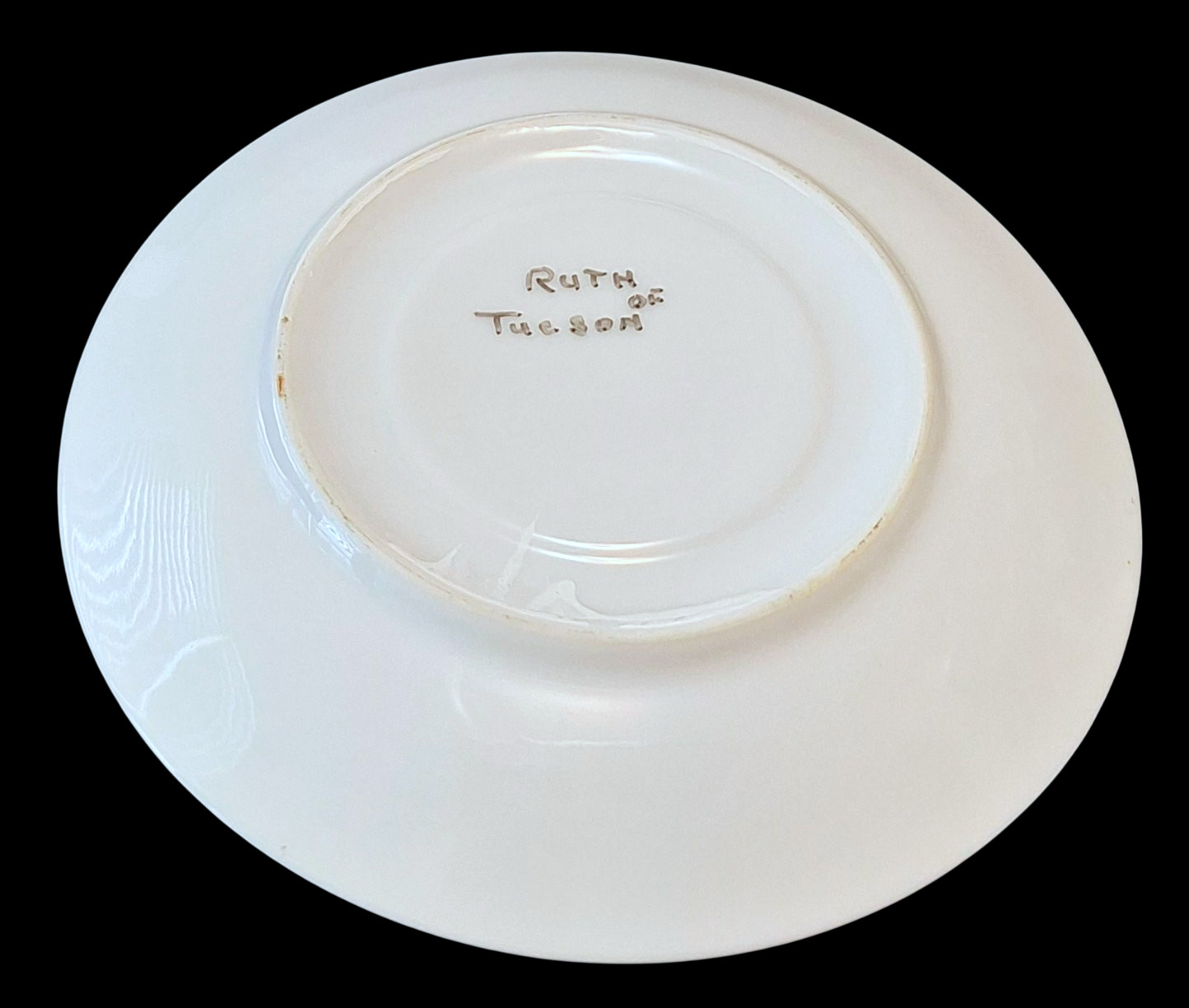 Vintage White Coffee Tea Cup & Saucer Blue Floral Hand-Painted by Ruth of Tucson