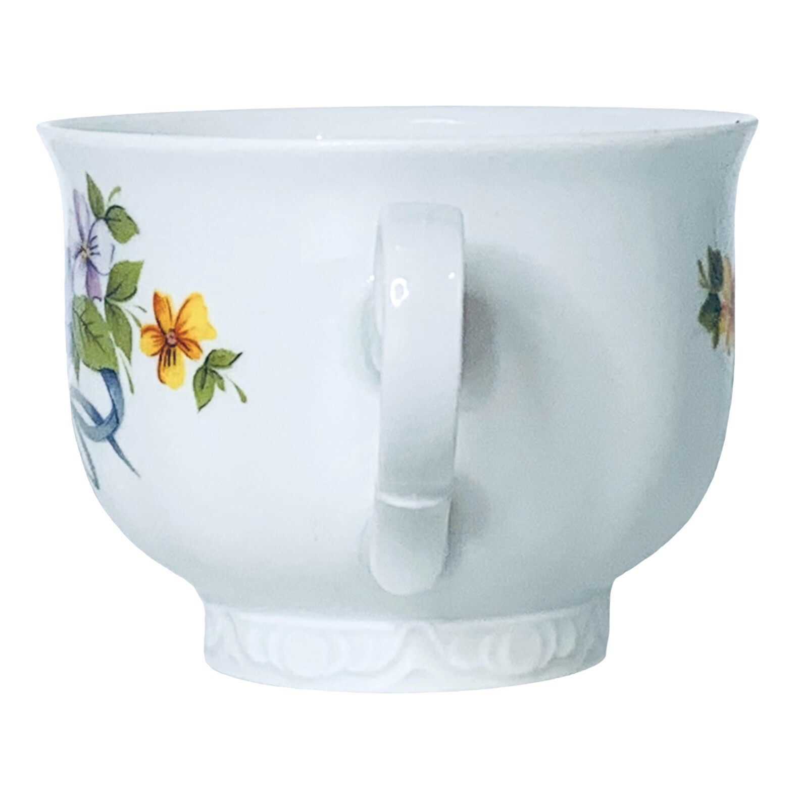 VTG Mitterteich Mulitcolored Flowers Embossed Porcelain Footed Cup Germany NEW