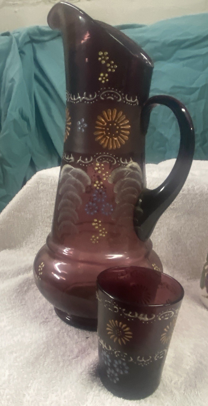 Northwood Amethyst Pitcher With 1 Glass