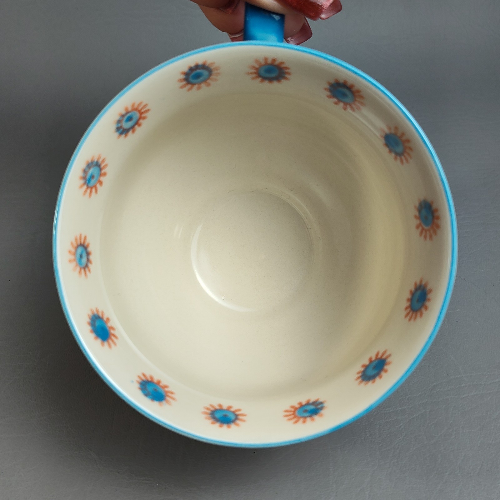 Yokohama Studio Hand Painted Footed Coffee Mug & Plate Textured Raised Dots 10oz