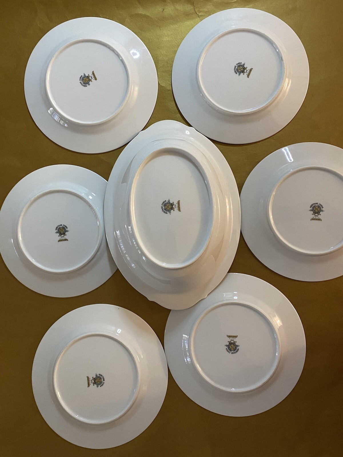 NORITAKE CHINA DAPHNE 5312 VEGETABLE BOWL & 6 SALAD DESERT PLATES VINTAGE SET
