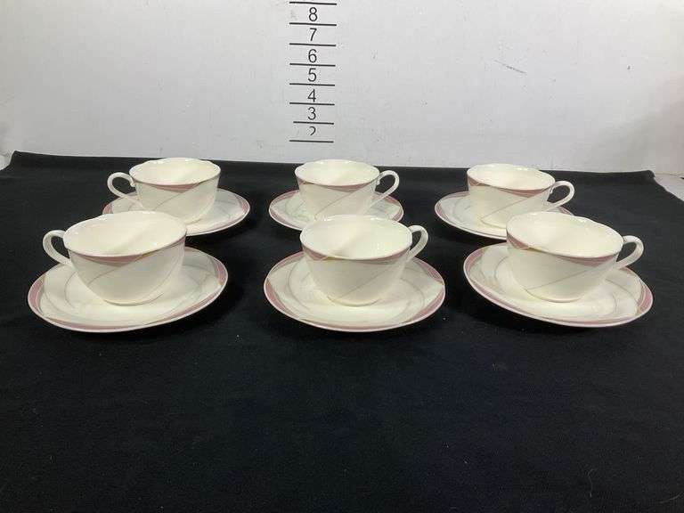 Twelve-Piece Noritake Bone China Tea Cup and Saucer Set, Japan