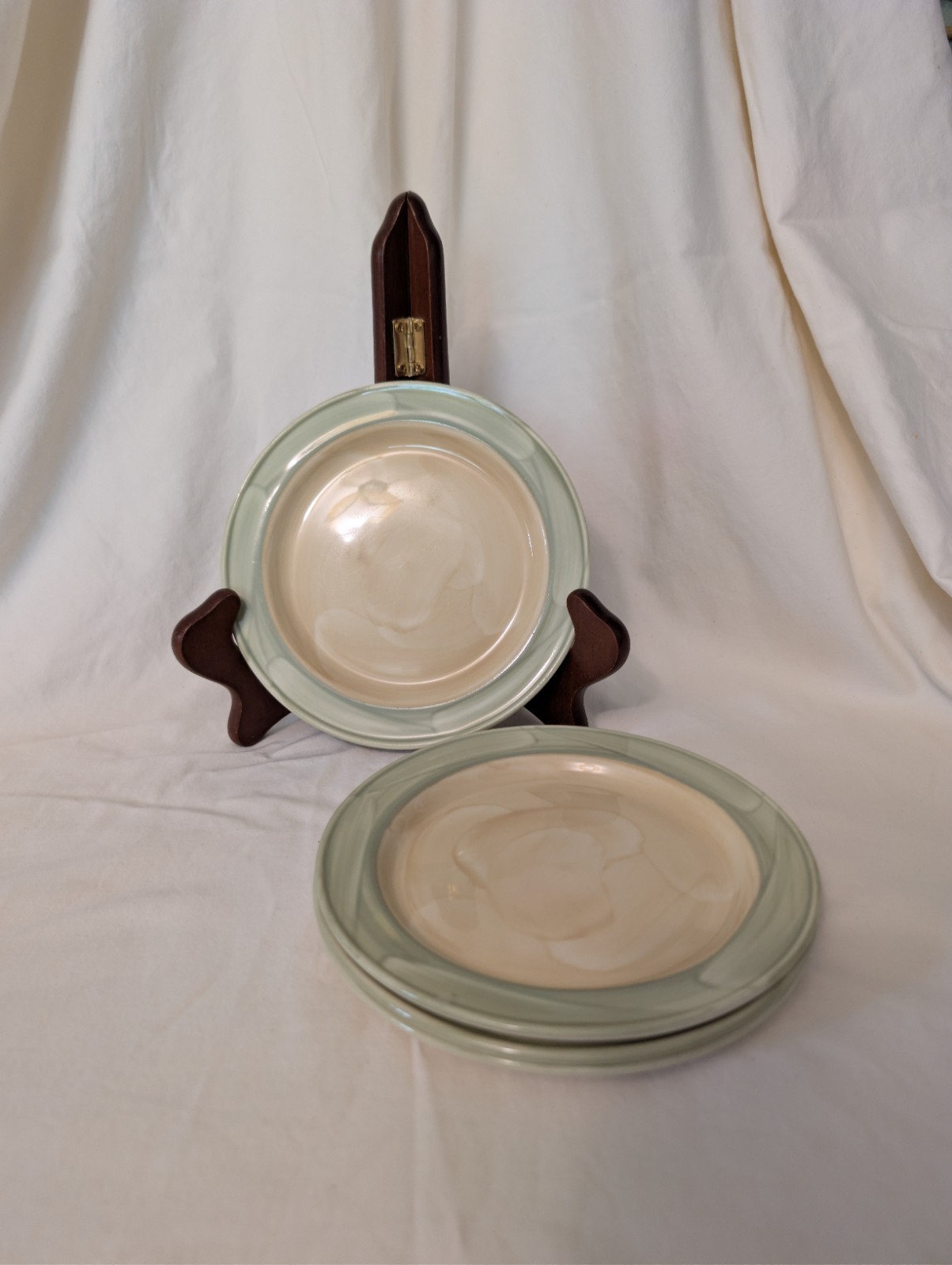 Steelite International Set of 4 Dessert Plates 6.25” Made in England GREEN TAN