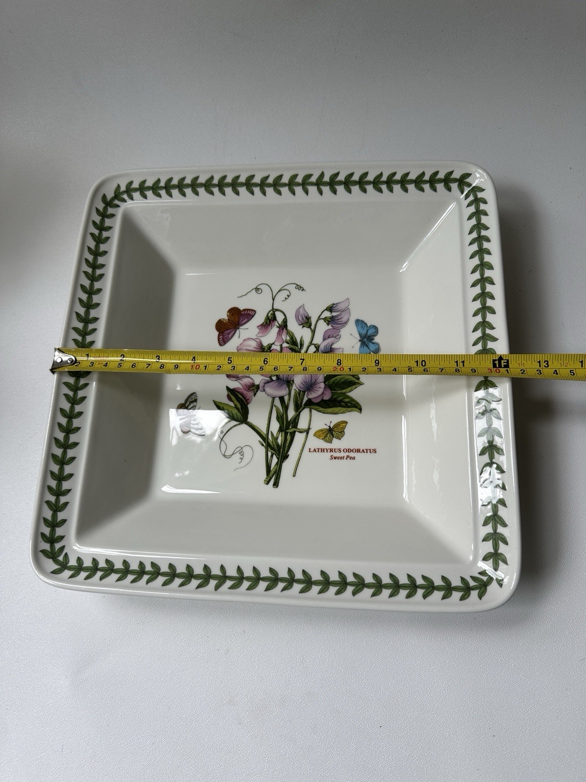 Portmeirion BOTANIC GARDEN 12″ Square Low Bowl SWEET PEA