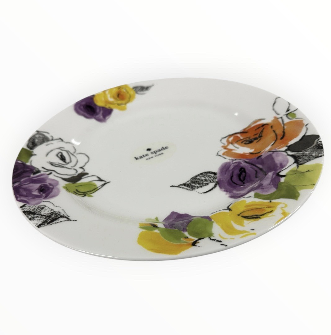 Kate Spade New York Charcoal Floral Dinner Plates Set of 2 Lenox 11.5”