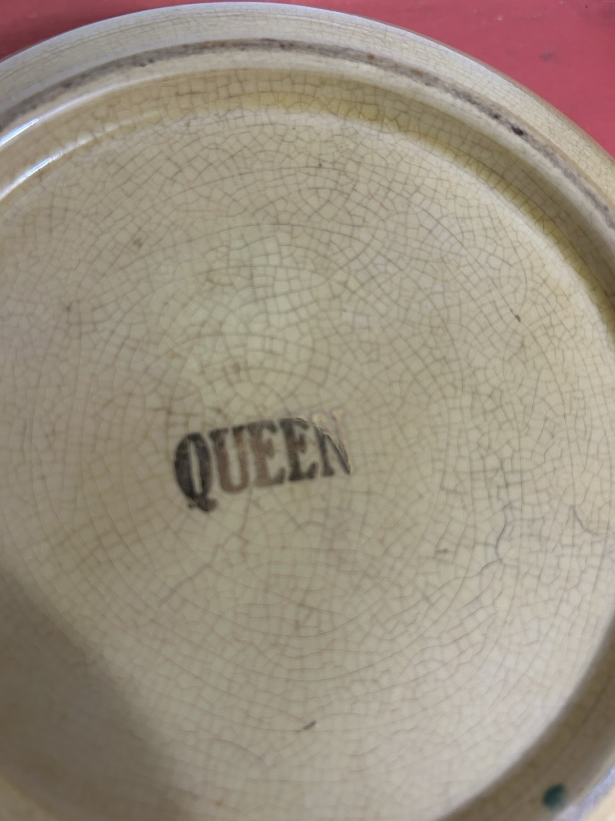 Antique Vintage Serving BOWL Heavily Stained & Crazed Toasty Floral Queen Wheat