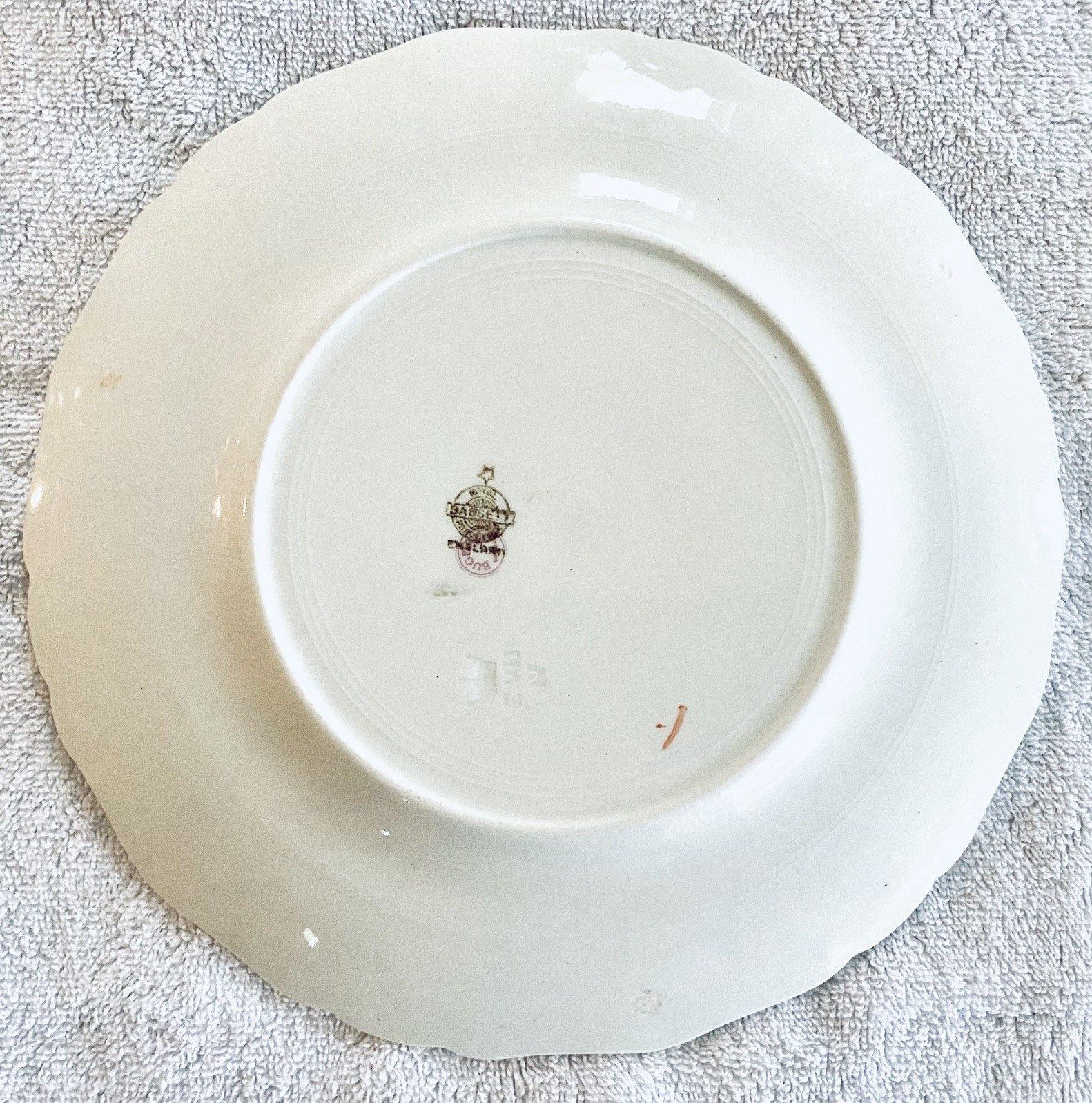 Antique Bassett Royal Porcelain England E. VII Trailing Rose Garland 10″ Plate