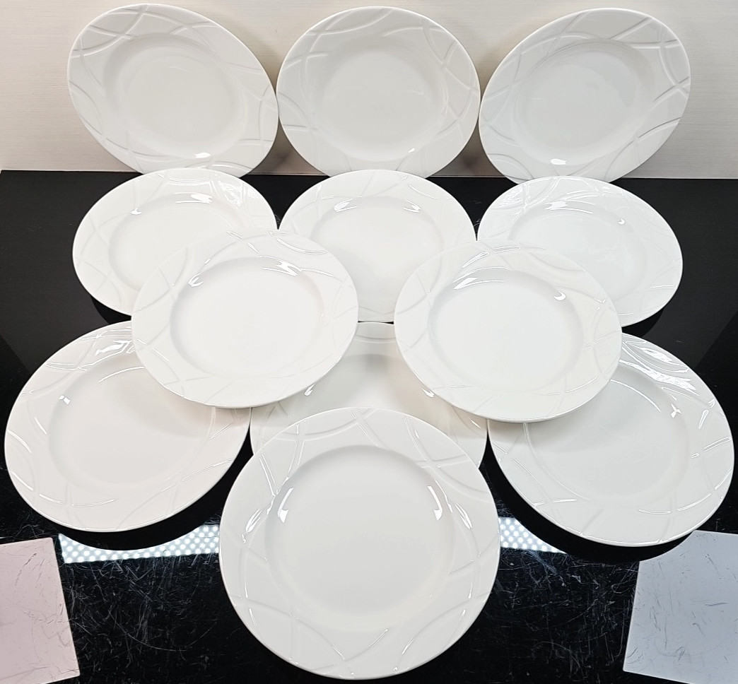 12 Lenox Vibe Salad Plate Set White Swirled Elegant Accent Table Dining Dish Lot