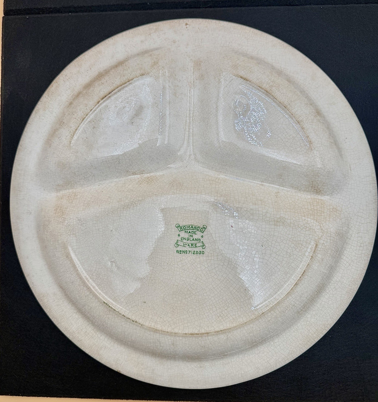 Vintage Romarco Ware Green Willow Divided Grill Plate 1950’s England (4 Pcs)