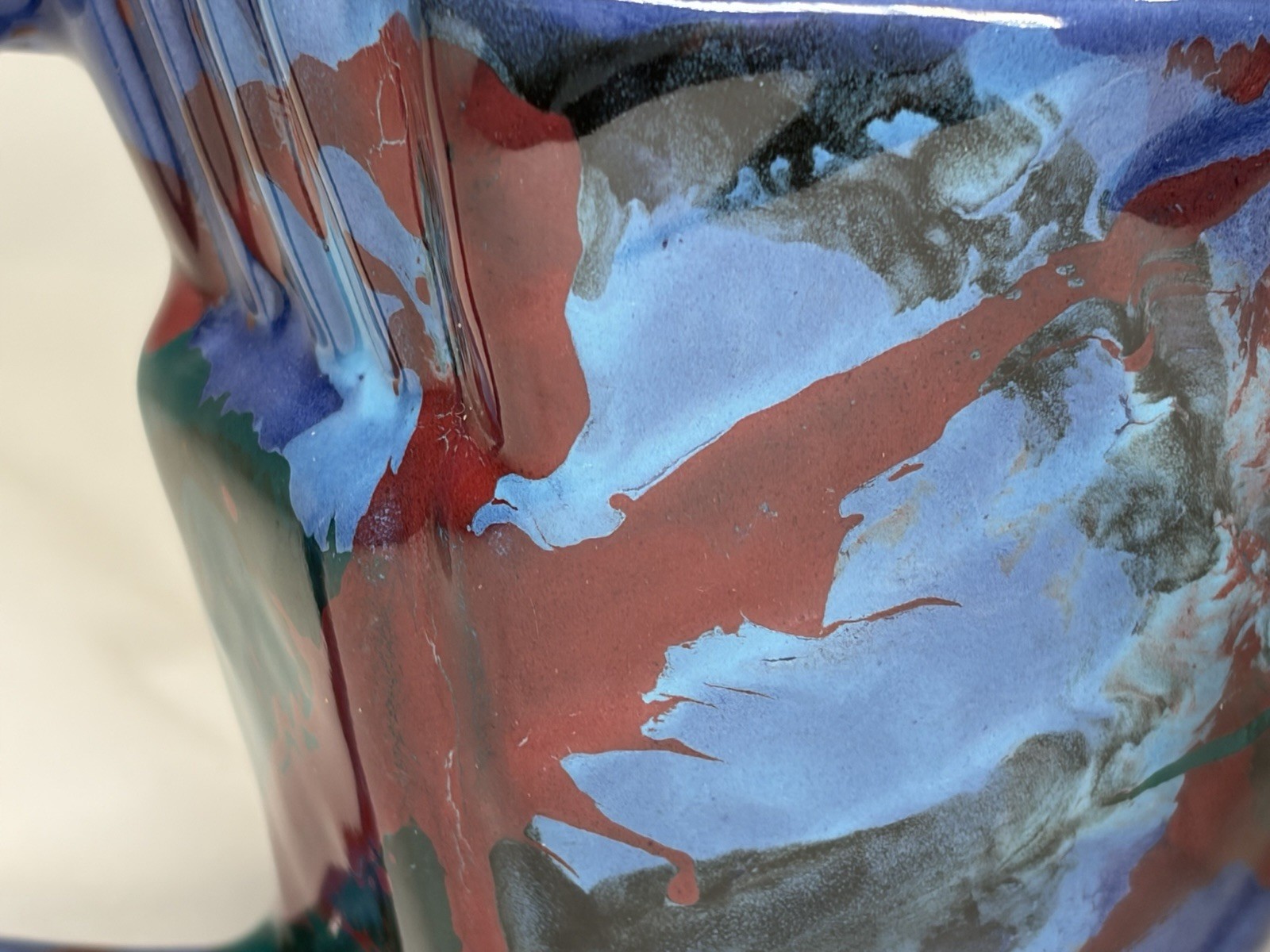 RARE CHARLES NALLE Studio Art Pottery Mug ABSTRACT Contemporary Splatter Multi