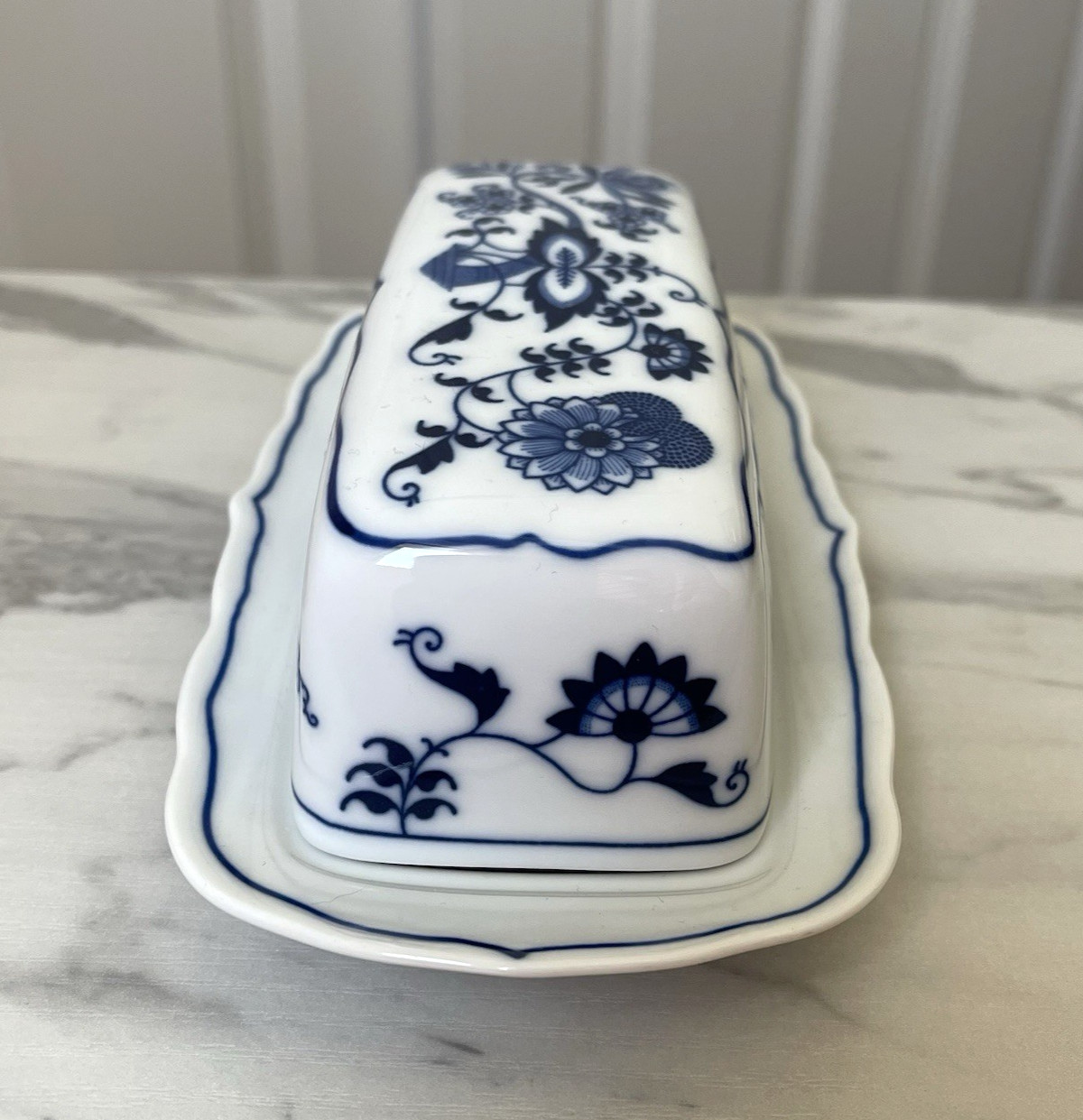 Vintage Blue Danube Covered Butter Dish 2 Pieces Japan Banner Mark