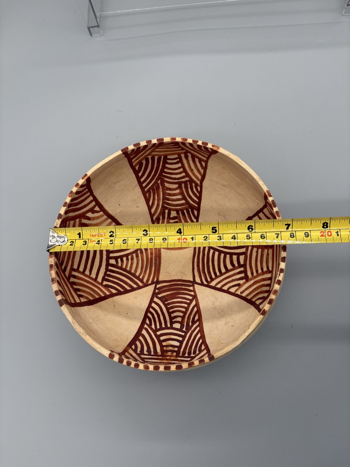Vintage Wooden Pottery Bowl Beige & Brown Handmade Home Decor 7″ x 3.5″