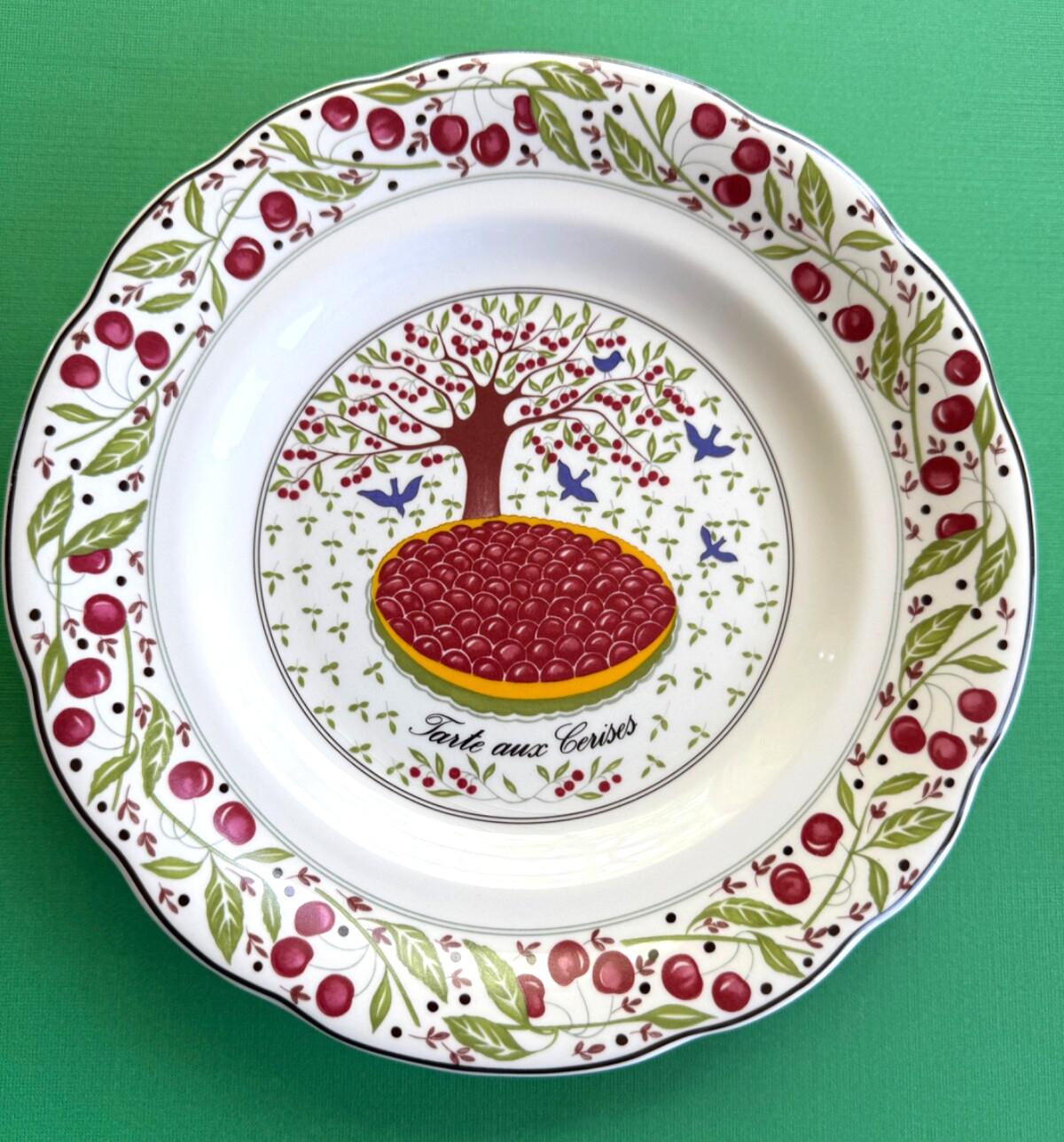 French Gien for Crate & Barrel “LES TARTES” Dessert Plates Abricot/Pomme/Cerise