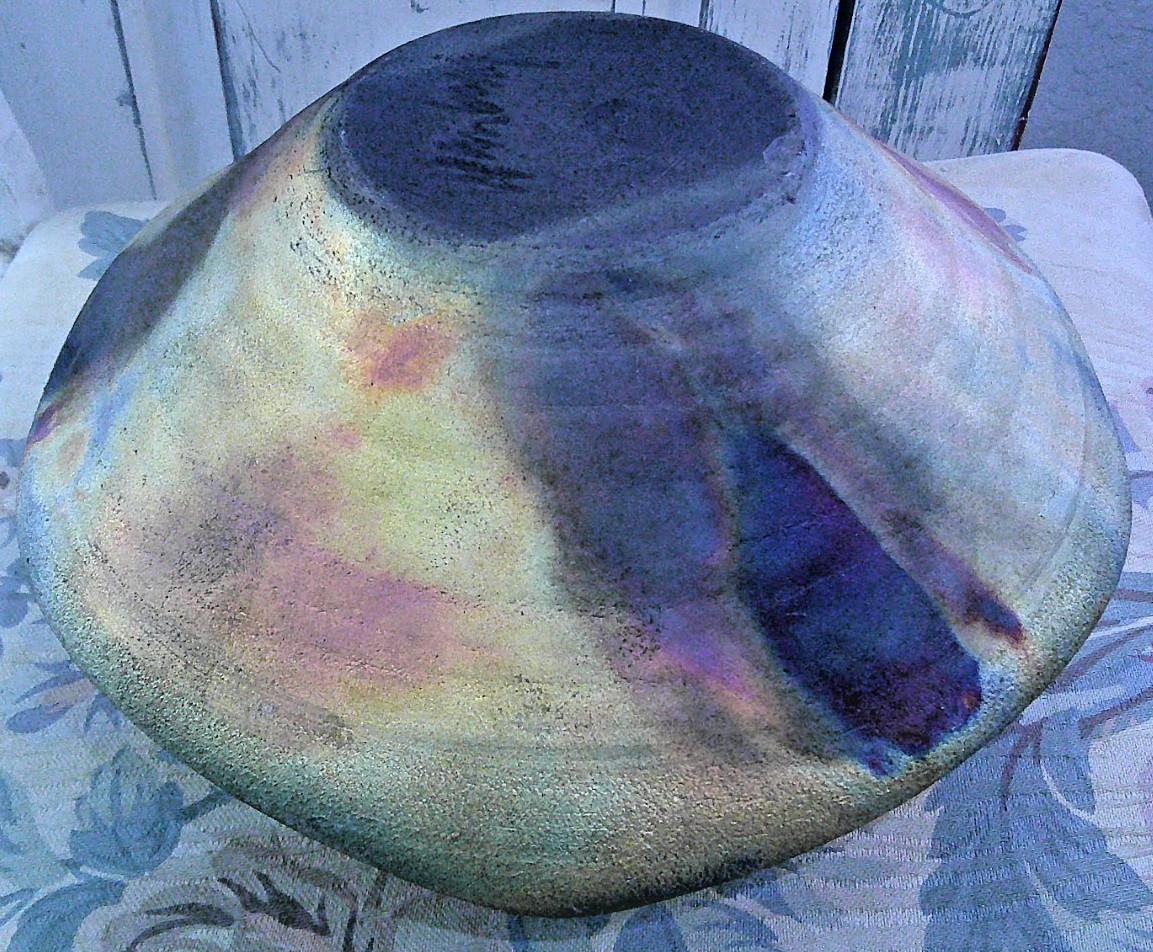VINTAGE MICHAEL WEINBERG HAND MADE RAKU POTTERY VASE BOWL SIGNED GLAZED BASIN