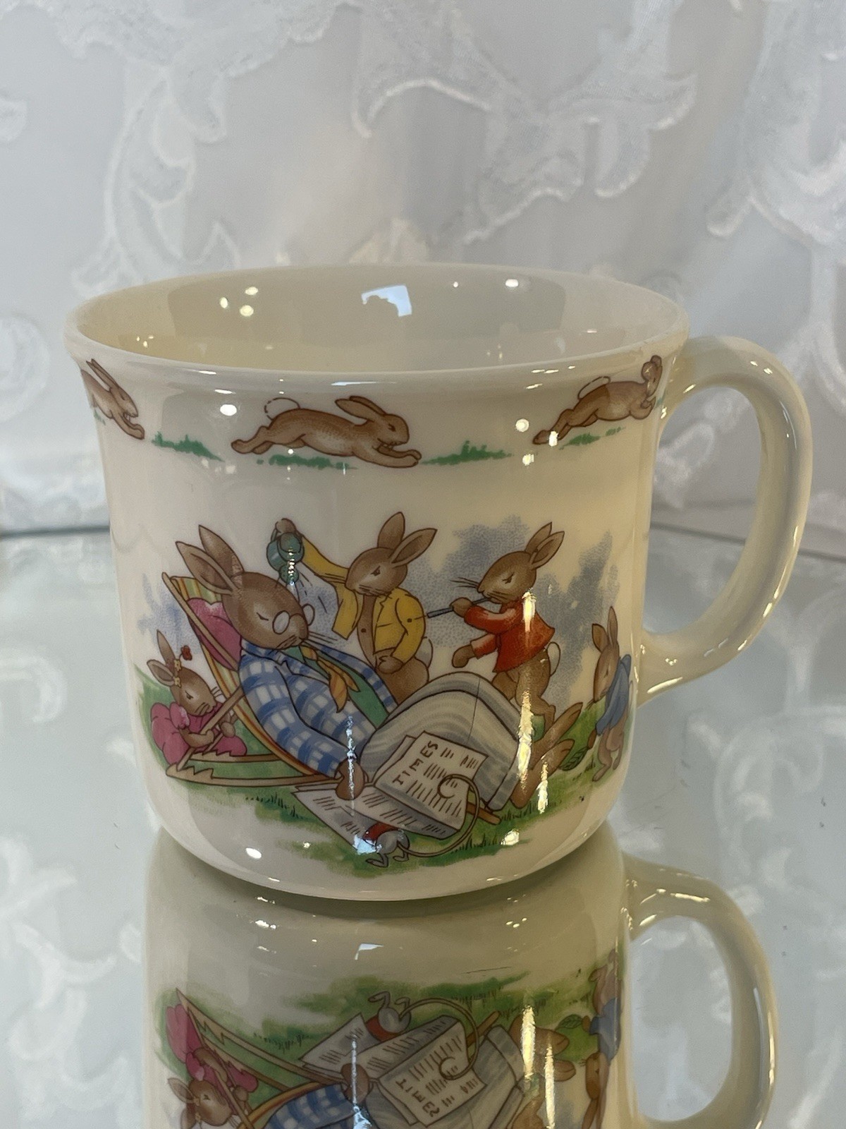 1936 Royal Doulton Bunnykins Bone China Easter Children Bowl And Cup Set England