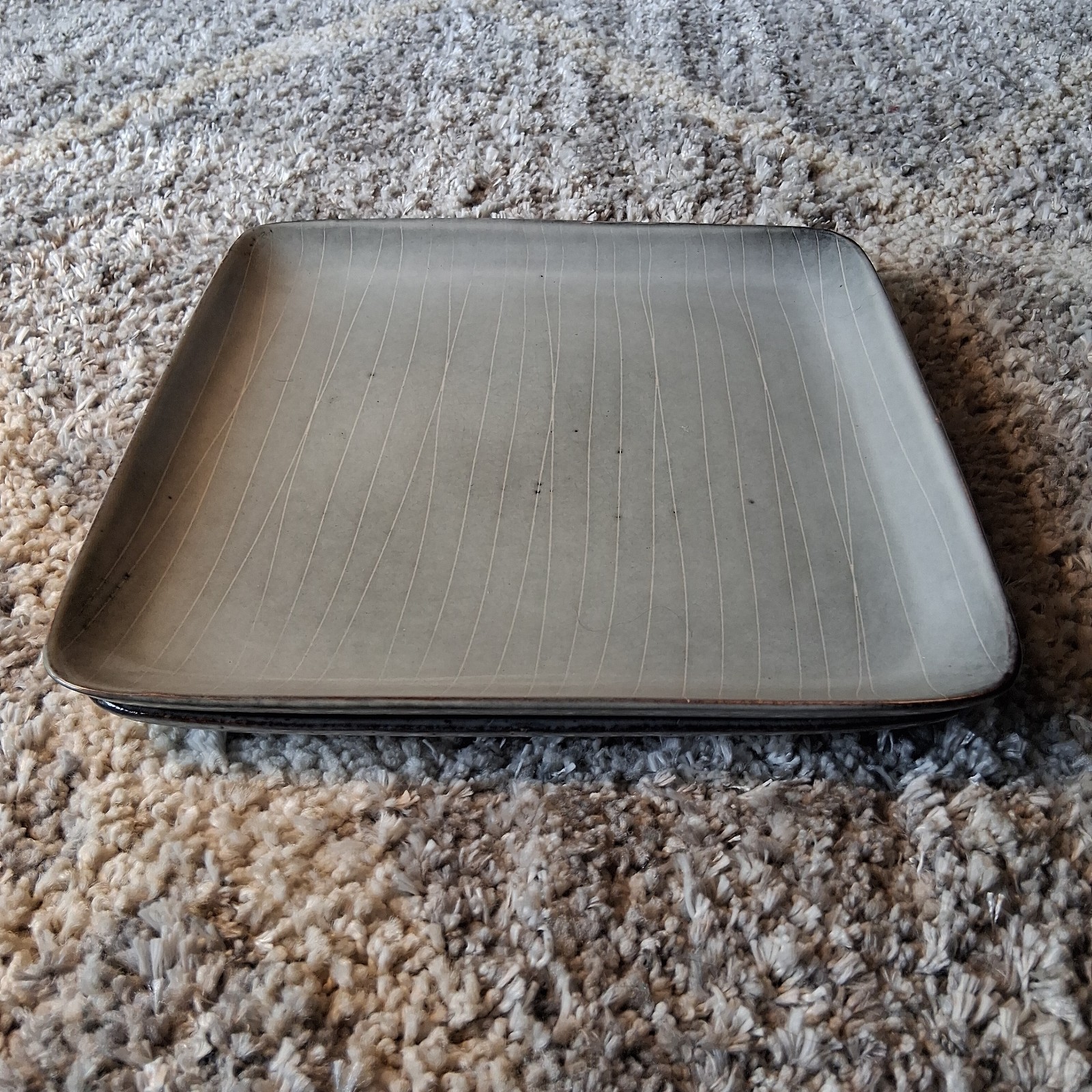 Project 62 Solene Blue-Gray Stoneware Set Of 2 Square Dinner Plates 10 3/8”
