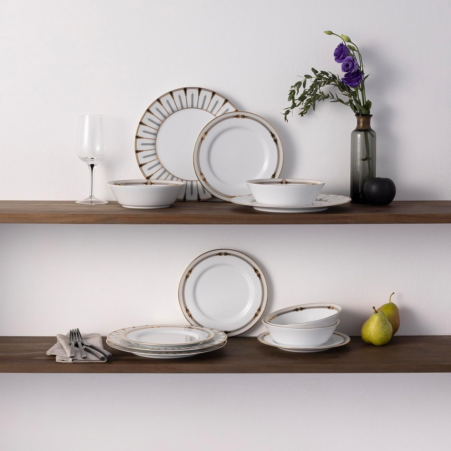 Empire Gold 12-Piece Dinnerware Set for Elegant Dining, Service for 4