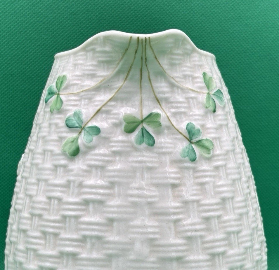 Vintage Belleek Ireland Shamrock Pitcher – 4th Mark (1st Green) 1946-1955 – 6”
