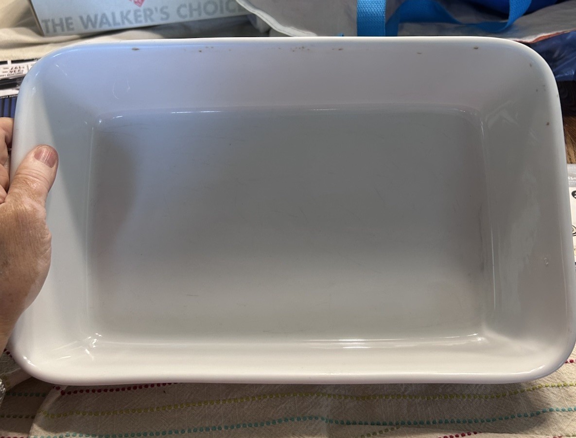 White Ceramic California Rectangular Baker, 8.25×13” Unbranded Stamped N-7 2/5