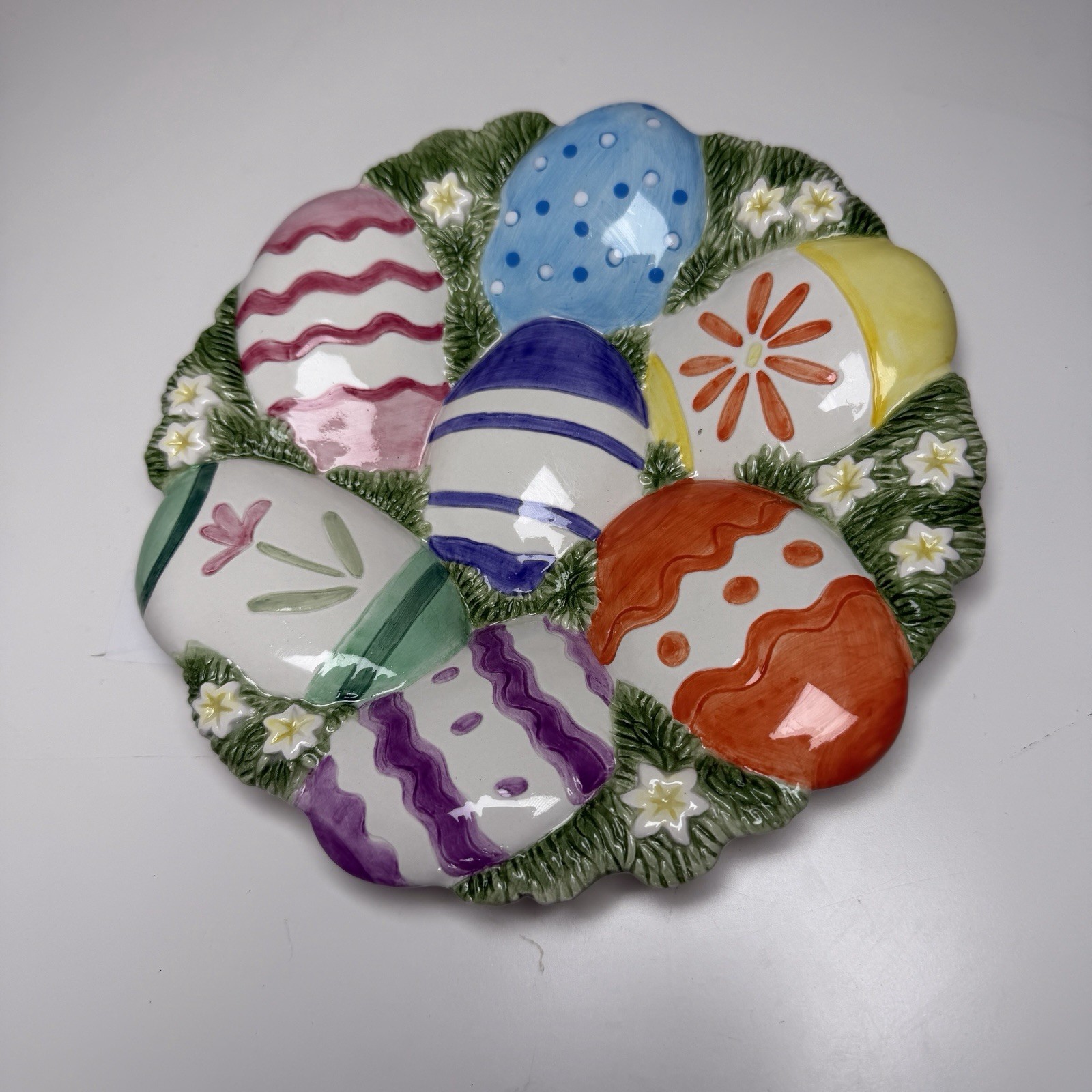 Fitz and Floyd Easter Egg Canape Plate Hanging Wall Decor Spring Colorful