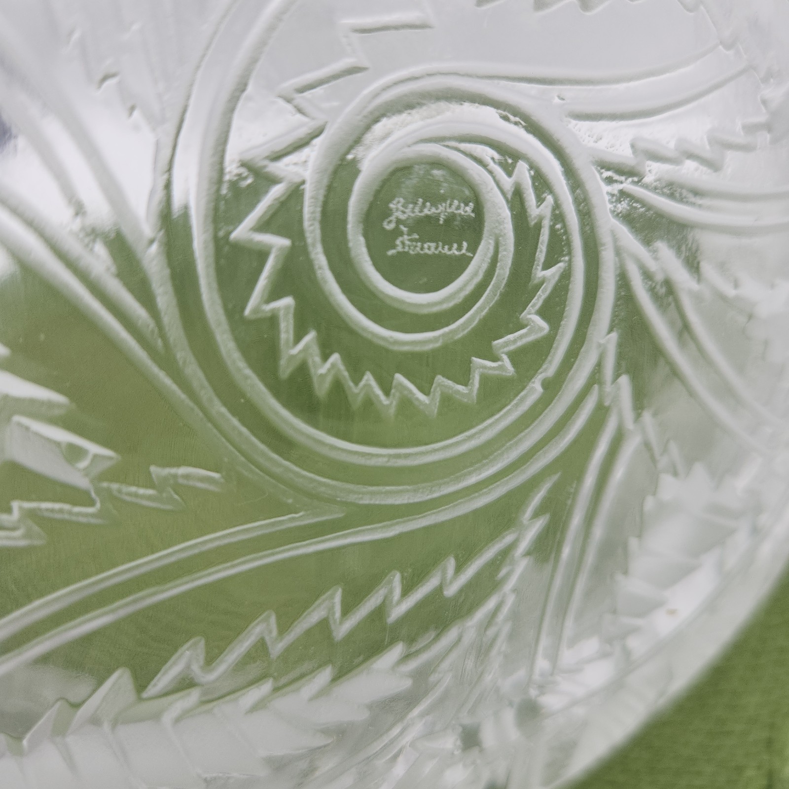 Vtg. Lalique Pinson Frosted Crystal Glass Bowl Birds Frosted Cut Glass No Damag