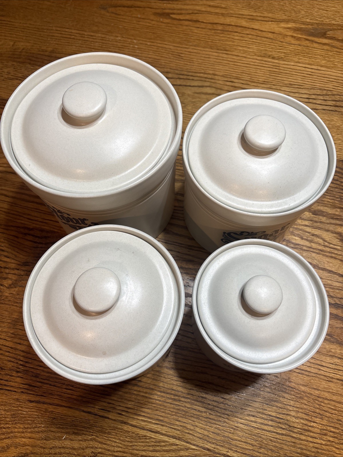 Set of 4 Vintage Pfaltzgraff Yorktowne Flour, Sugar, Coffee, Tea Canisters CC