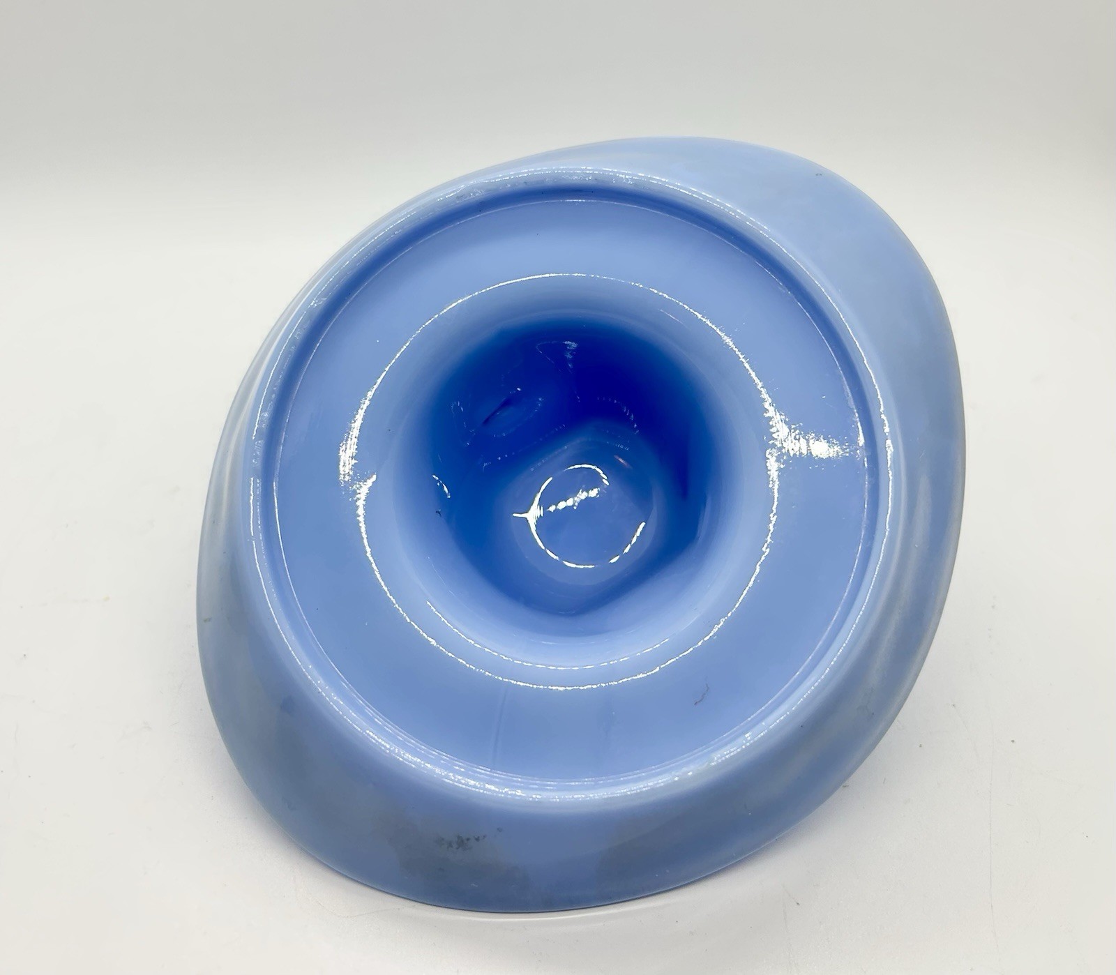 Vintage Blue Glass Cowboy Hat Bowl 1940s Delphite Blue by Jeannette Glass